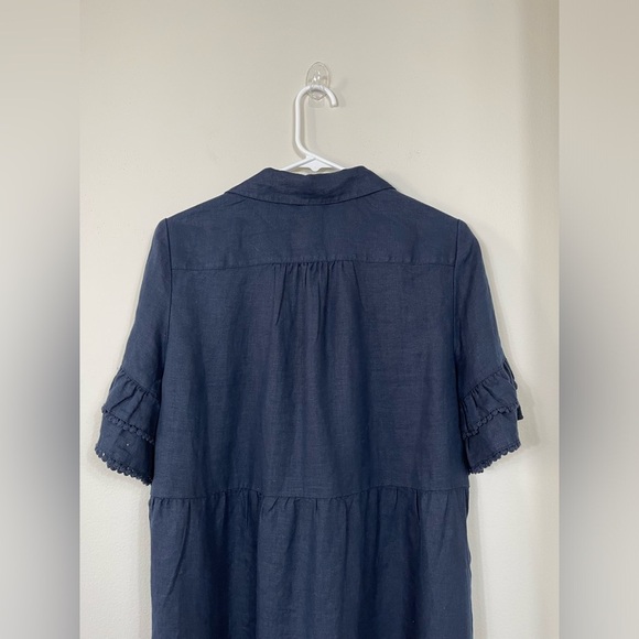 Chico's Short Solid Linen Sundress Blue Classic Navy Women's Dress Size 1US NWT - Picture 12 of 15